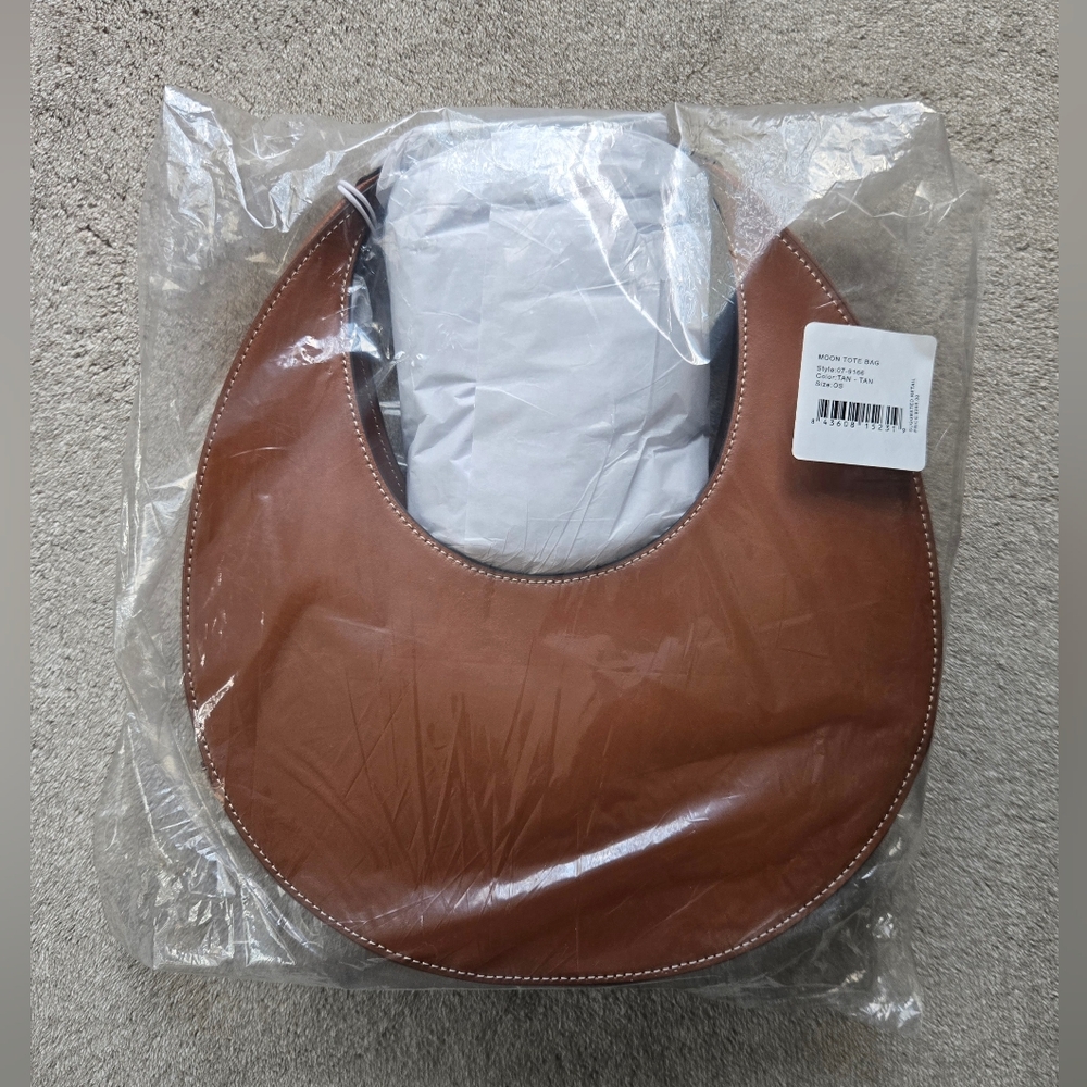 STAUD Polished Crescent Moon Shoulder Bag in Tan - Picture 14 of 15